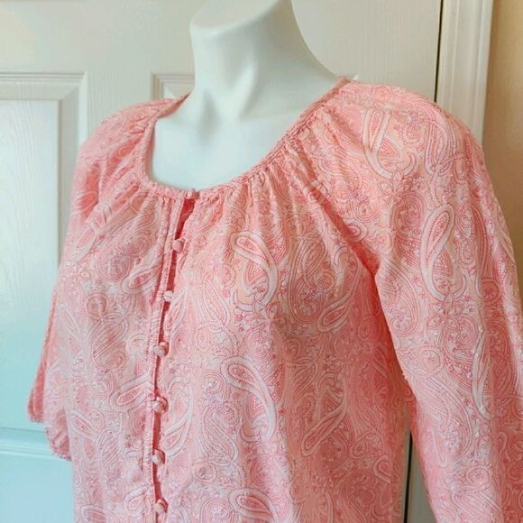 St. John's Bay paisley Swiss dot peasant top - Picture 3 of 8